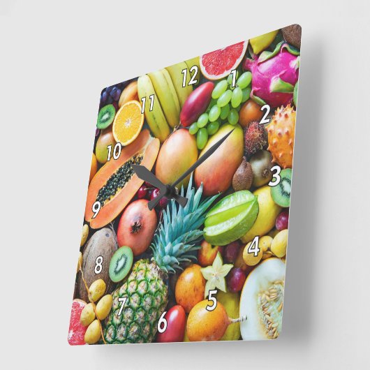 おいしいフルーツ盛り合わせ スクエア壁時計 (傾斜)