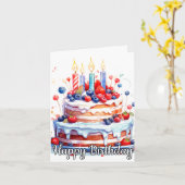 おいしいフルーティーお誕生日ケーキ カード (黄色い花)