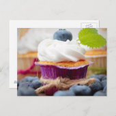 おいしいブルーベリーカップケーキとホイップクリーム ポストカード (正面/裏面)