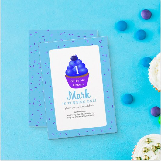 おいしいブルーベリーカップケーキ招待状 招待状