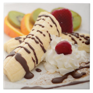 おいしいホイップクリームとバナナデザート タイル