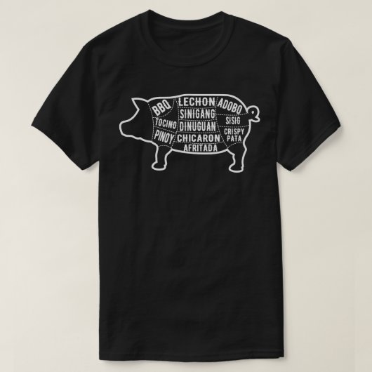 おいしいポークカットBBQダイアグラム Tシャツ (デザイン正面)