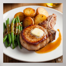 おいしいポークチョップディナーデザイン ポスター