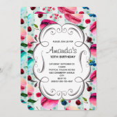 おいしいマカロンと装飾フレームの誕生日 招待状 (正面/裏面)