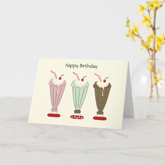 おいしいミルクシェイク誕生日 カード (黄色い花)