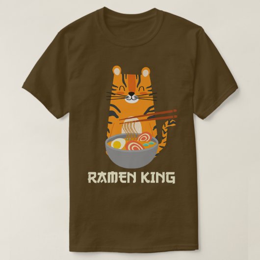 おいしいラーメンが愛らしい猫ラーメン王 Tシャツ (デザイン正面)