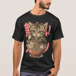 おいしいラーメン子猫ブラック Tシャツ