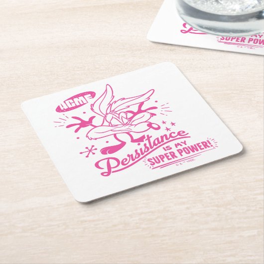 おいしいレトロウィルE.コヨーテ™ スクエアペーパーコースター (アングル)