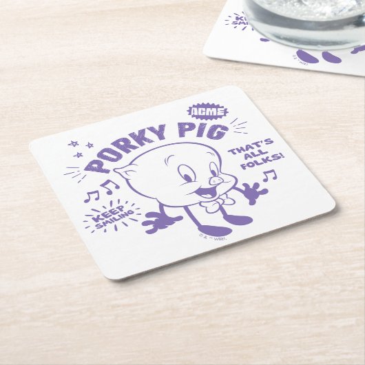 おいしいレトロポルキーピグ スクエアペーパーコースター (アングル)