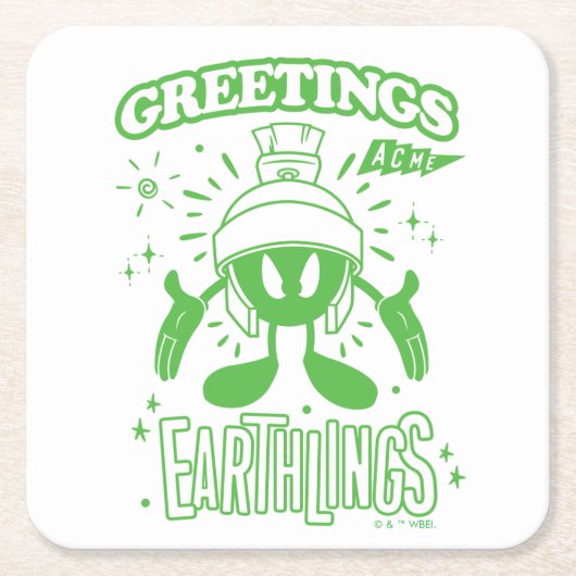 おいしいレトロマーヴィンザマーティアン™ スクエアペーパーコースター (正面)