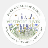 おいしいワイルドフラワーハニーラベル純粋な地元の生 ラウンドシール (正面)