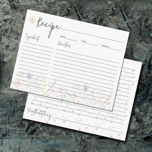 おいしいワイルドフラワーブライダルシャワーレシピカード 招待状