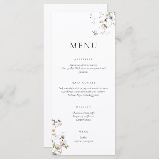 おいしいワイルドフラワーメニュー メニュー (正面/裏面)