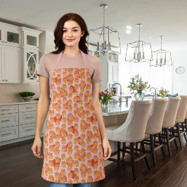 おいしいワッフルとフルーツピンク エプロン