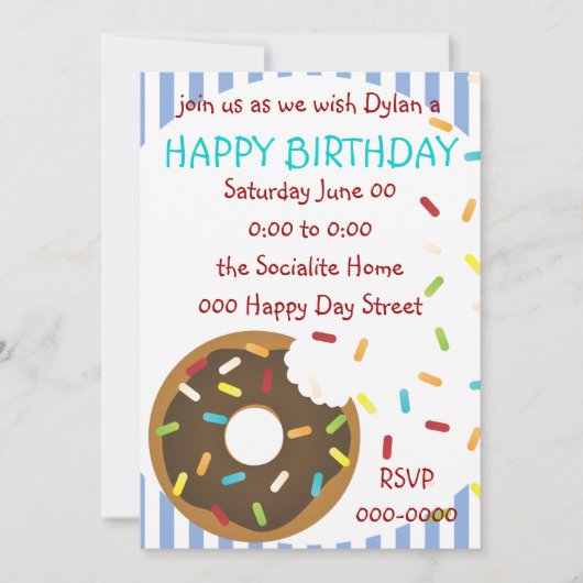 おいしい一口のドーナツ 招待状 (正面)