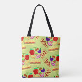 おいしい可愛いフードパターンおもしろいおいしいデザイン トートバッグ (裏面)