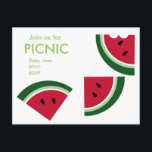 おいしい夏のピクニック インビテーションポストカード<br><div class="desc">楽しいピクニックの招待状、自由にカスタマイズできます！テキストを独自のパーティ情報に変更しましょう。背景色を白以外に変更すると、招待状がまったく新しい雰囲気になります！HAPPY PARTY！</div>
