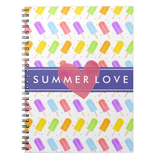 おいしい夏の水の色のポップシクルのパターン ノートブック (正面)