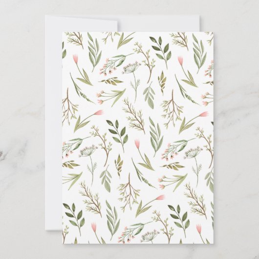 おいしい女の子ピンクフローラ&緑ベビーシャワー 招待状 (裏面)