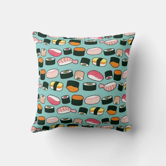 おいしい寿司のおもしろいの図解入りの、写真付きのなパターン クッション (裏面)