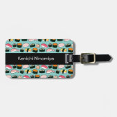 おいしい寿司のおもしろいの図解入りの、写真付きのなパターン ラゲッジタグ (正面横)