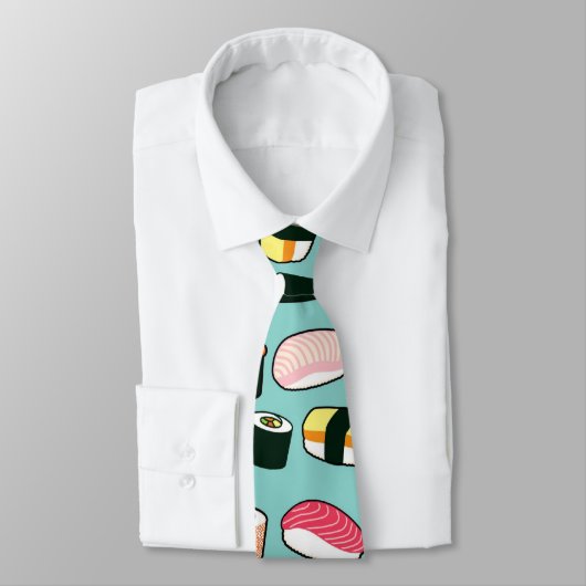 おいしい寿司のおもしろい図解入りの、写真付きの柄 ネクタイ (タイ)