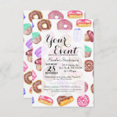 おいしい手の水色彩の鮮やか色のデザート 招待状 (正面/裏面)