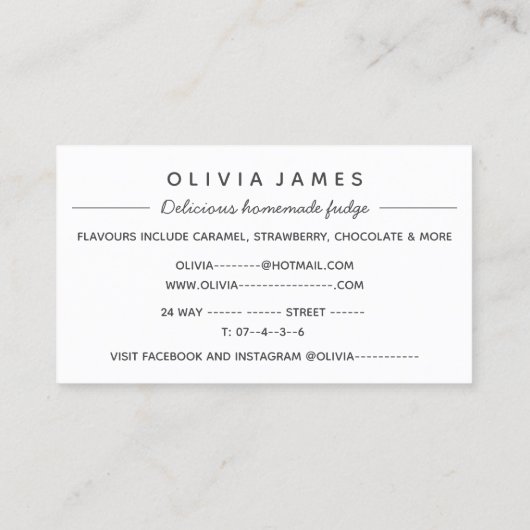 おいしい手作りのお菓子屋さん名刺 名刺 (裏面)