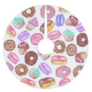 おいしい手塗りの水彩画のデザート ブラッシュドポリエステルツリースカート