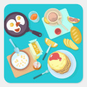 おいしい朝食パンケーキエッグコーヒー スクエアシール (正面)