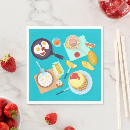 おいしい朝食パンケーキエッグコーヒー スタンダードランチョンナプキン (インサイチュ)