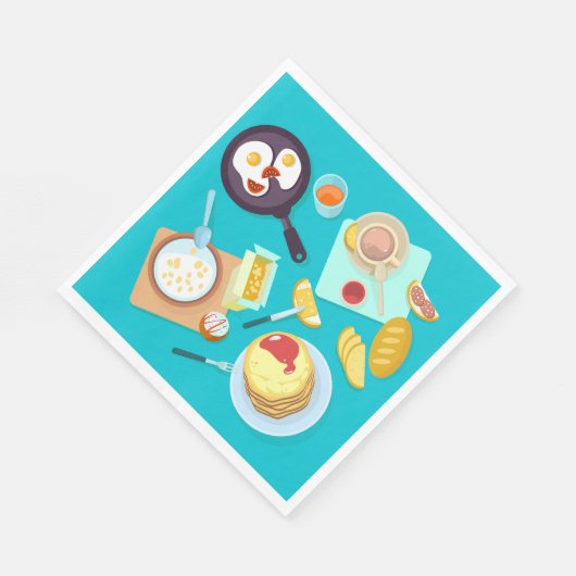 おいしい朝食パンケーキエッグコーヒー スタンダードランチョンナプキン (角)