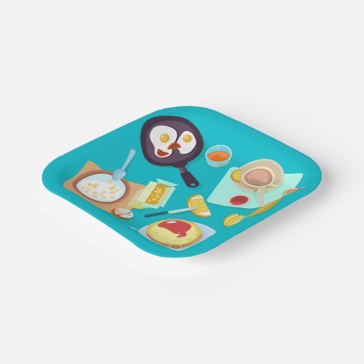 おいしい朝食パンケーキエッグコーヒー ペーパープレート (傾斜あり)