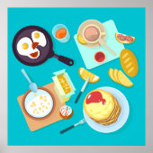 おいしい朝食パンケーキエッグコーヒー ポスター (正面)