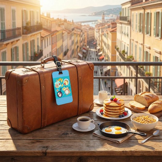 おいしい朝食パンケーキエッグコーヒー ラゲッジタグ