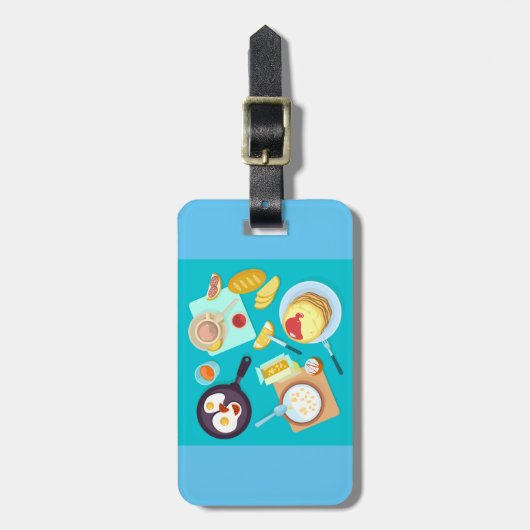 おいしい朝食パンケーキエッグコーヒー ラゲッジタグ (正面縦)