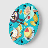 おいしい朝食パンケーキエッグコーヒー ラージ壁時計 (傾斜)