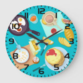 おいしい朝食パンケーキエッグコーヒー ラージ壁時計 (正面)