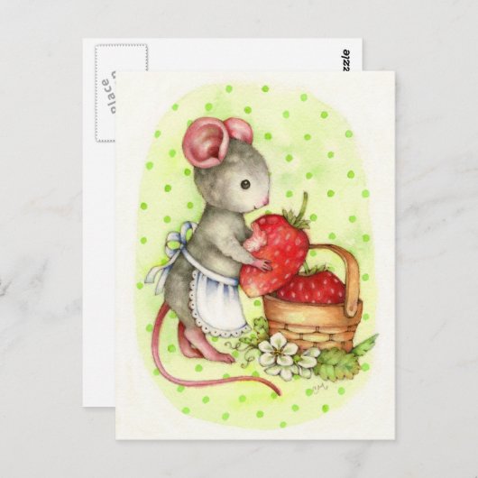 おいしい果実-かわいいマウスの芸術の郵便はがき ポストカード (正面/裏面)