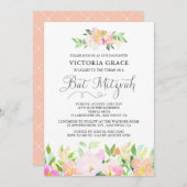 おいしい水の色の花バルミツワー招待状 招待状 (正面/裏面)