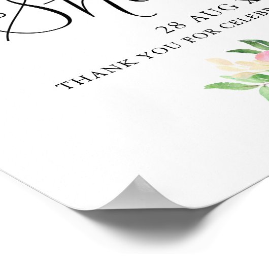 おいしい水の色の花模様ブライダルシャワーへようこそ ポスター (角)