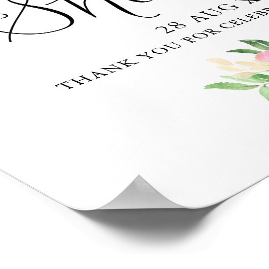 おいしい水の色の花模様ベビーシャワー歓迎サイン ポスター (角)