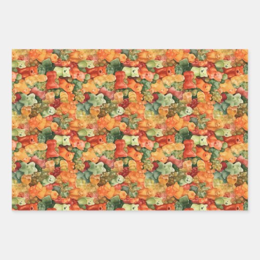 おいしい水の色グミベア模様 ラッピングペーパーシート (正面)