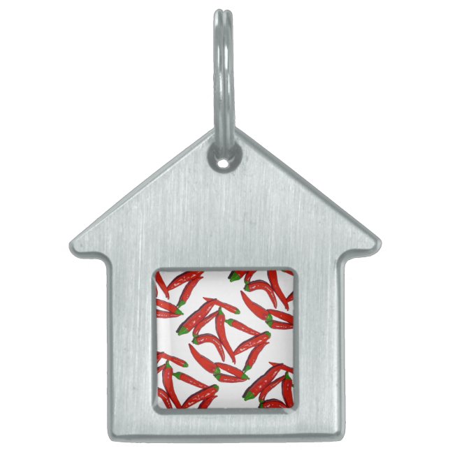 おいしい熱い赤唐辛子唐辛子模様 ペットネームタグ (正面)