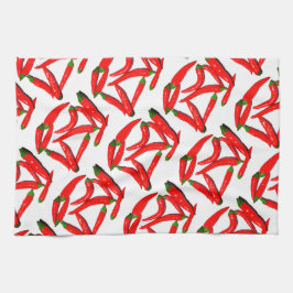 おいしい熱い赤緑の唐辛子 キッチンタオル