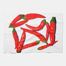 おいしい熱い赤緑の唐辛子 キッチンタオル