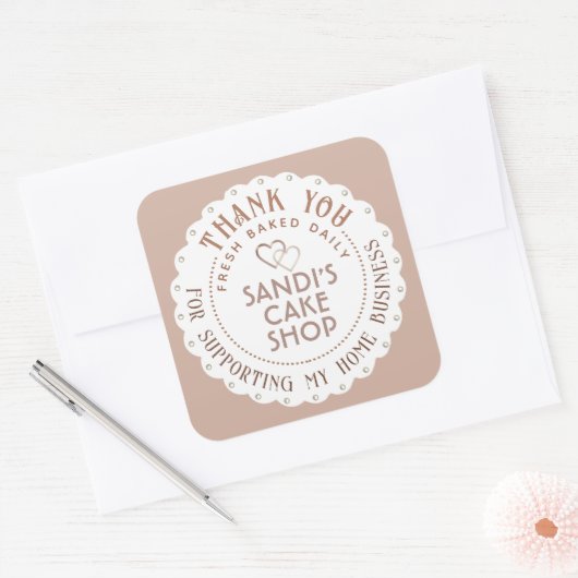 おいしい白いホタテガイありがとうホームビジネスハート スクエアシール (封筒)