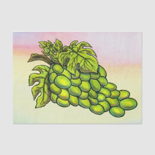 おいしい絵画緑のブドウ栽培ワイン 薄葉紙 (正面)