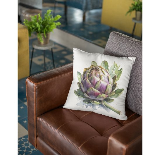 おいしい緑と紫のアーティチョークの水色 クッション