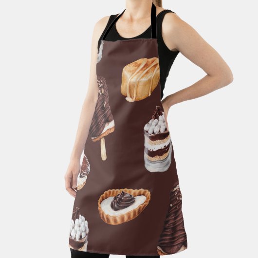おいしい美しいデザートとパスターをスケッチした食べ物 エプロン (インサイチュ)